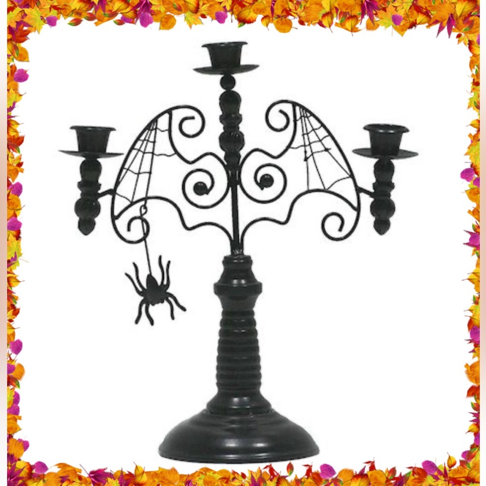Ashland (Michaels) Black metal candelabra w/hanging spider